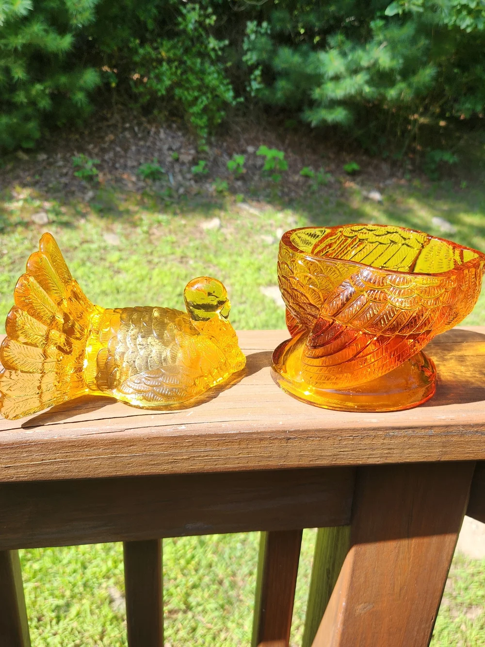 Williams Sonoma Amber Glass Turkey Candy Dish with Lid